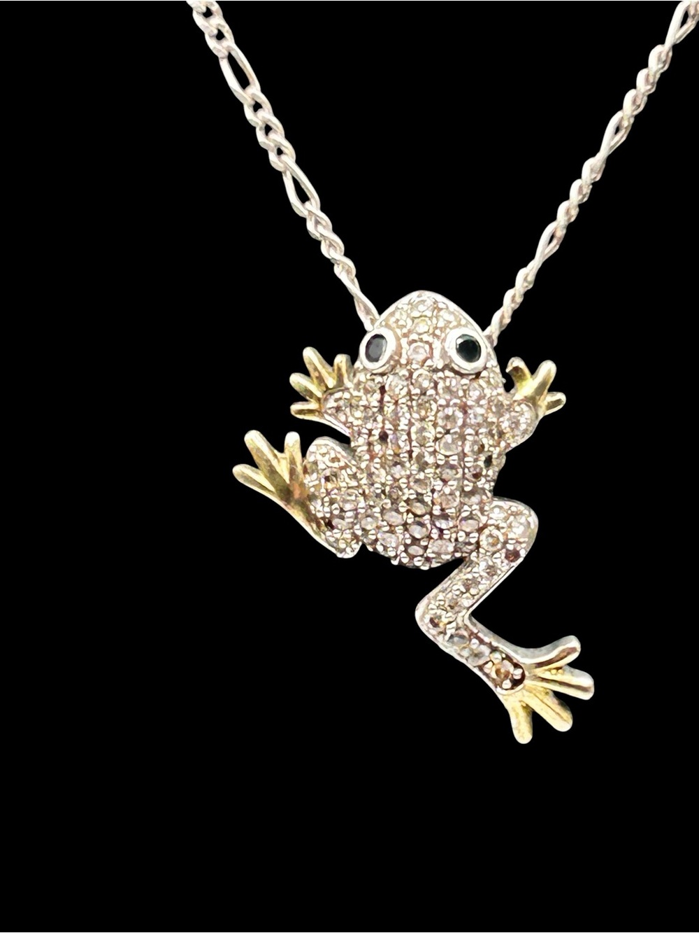 Sterling Frog Pave’ Diamond Pendant Necklace